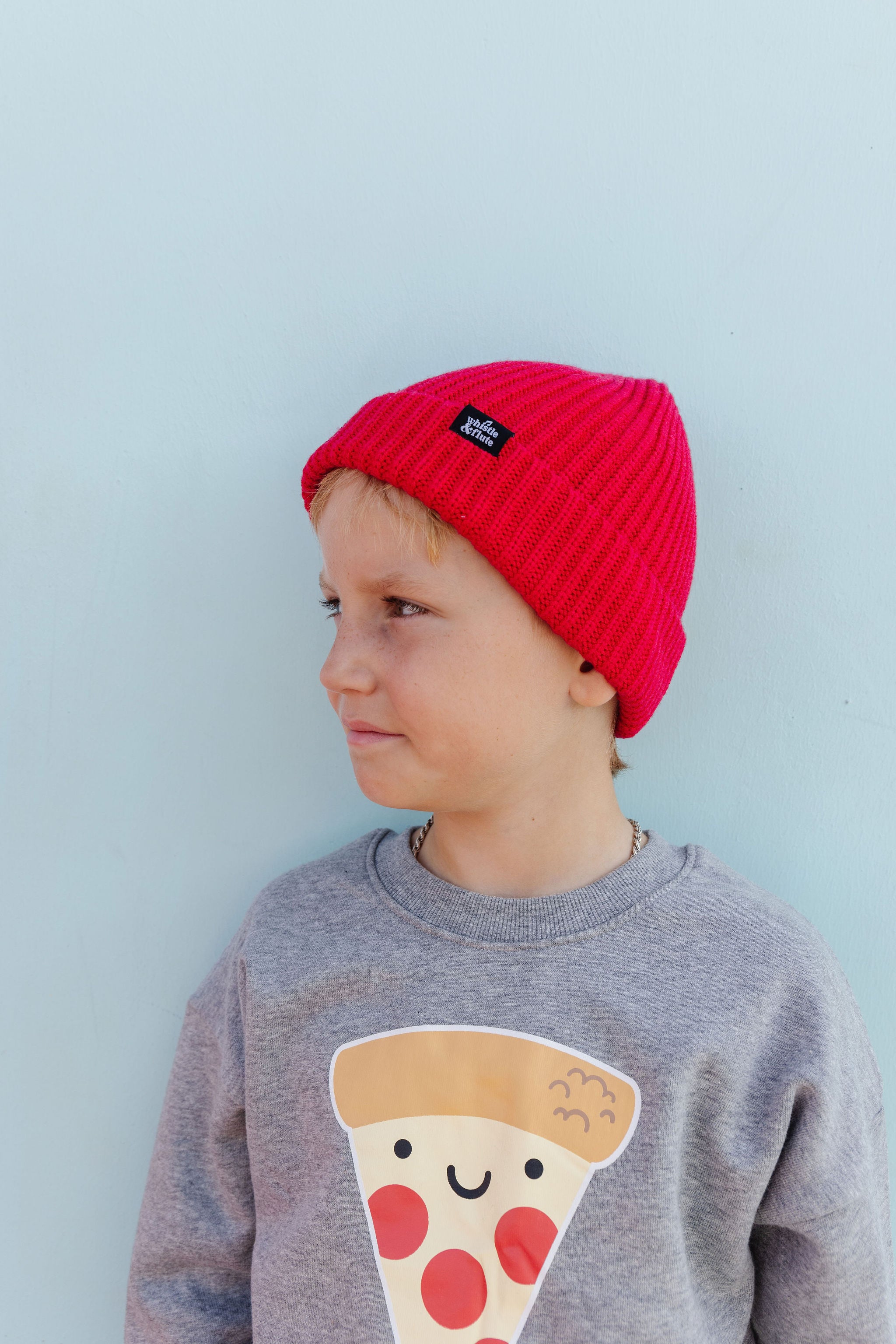 Ribbed Knit Beanie - Red