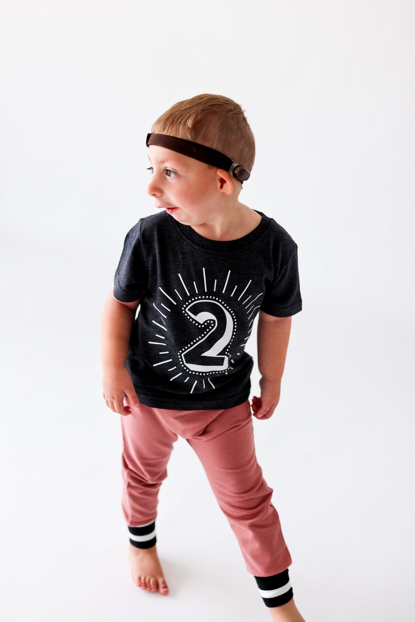 Milestone 2 t-shirt screen printed in white on an organic charcoal heather grey t-shirt. Gender-free.