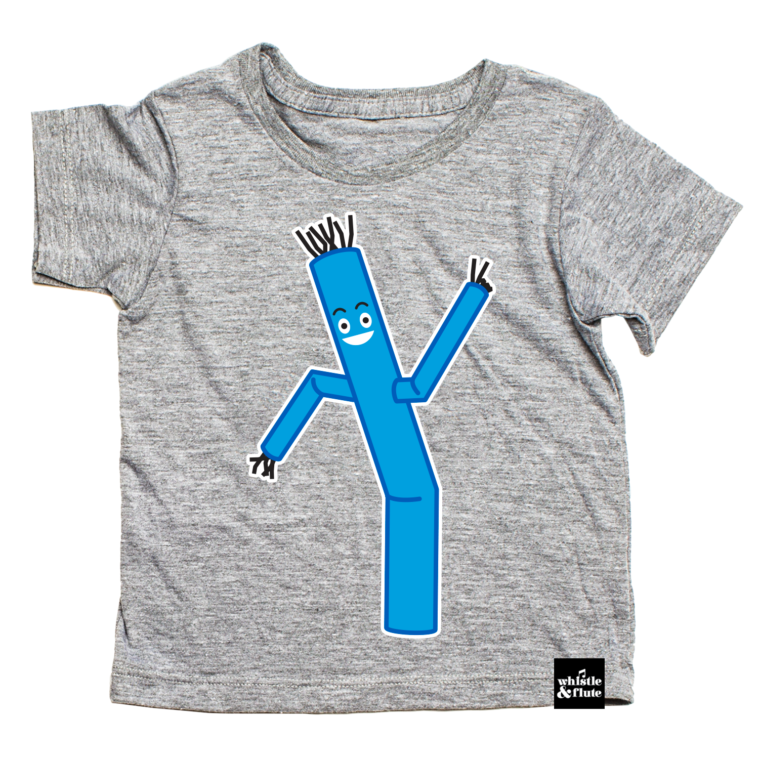 Hilarious Blue Tube Guy design screen printed on organic athletic grey t-shirts. Gender Neutral and available in kids and adult sizes. Designed in Canada