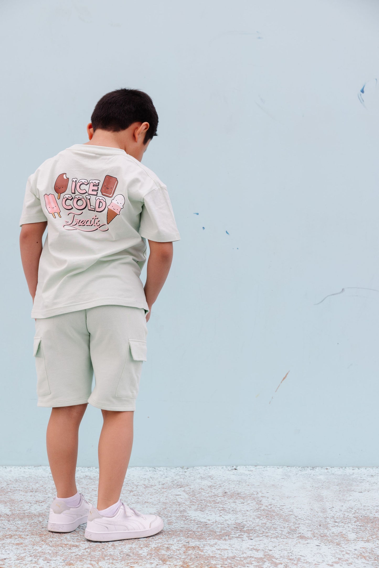 Organic Cotton Drawstring Cargo Shorts - Mint