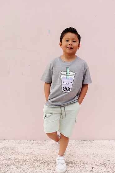 Organic Cotton Drawstring Cargo Shorts - Mint