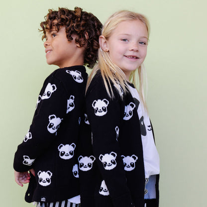 Kawaii Panda Allover Knit Cardigan