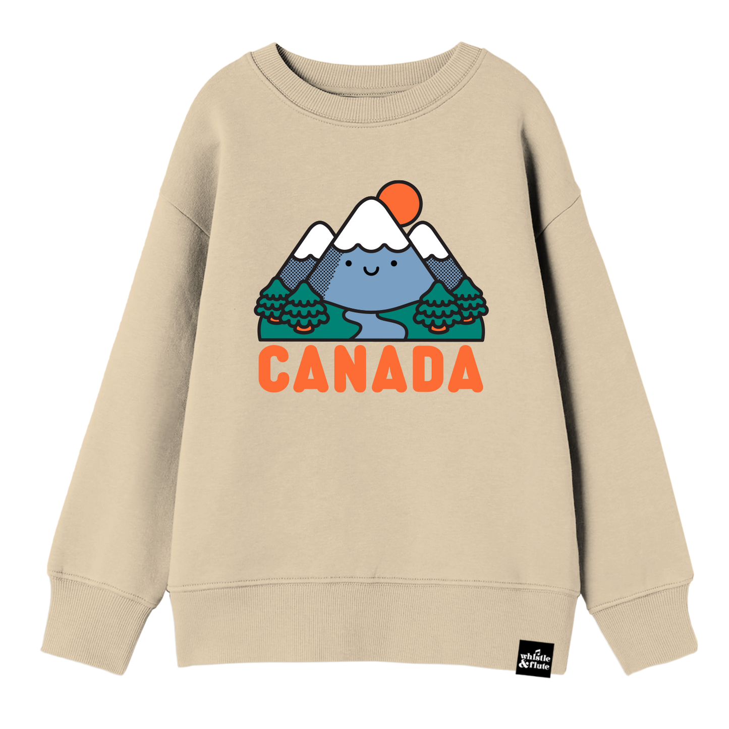 Adult Kawaii Mountain Canada Sweatshirt - Natural