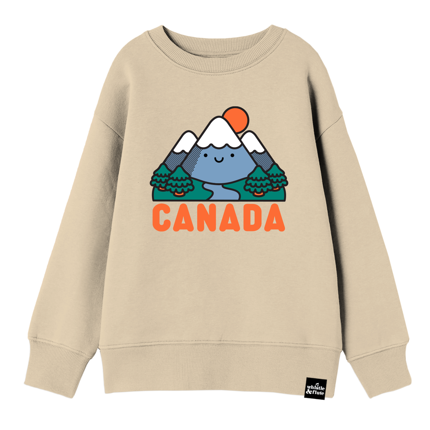 Adult Kawaii Mountain Canada Sweatshirt - Natural