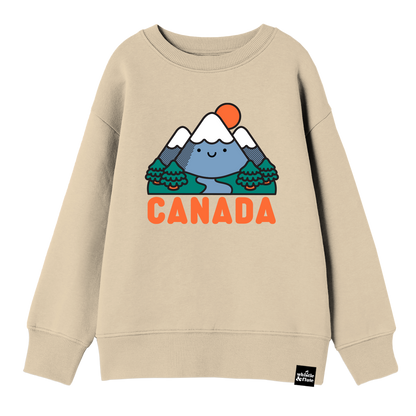 Adult Kawaii Mountain Canada Sweatshirt - Natural