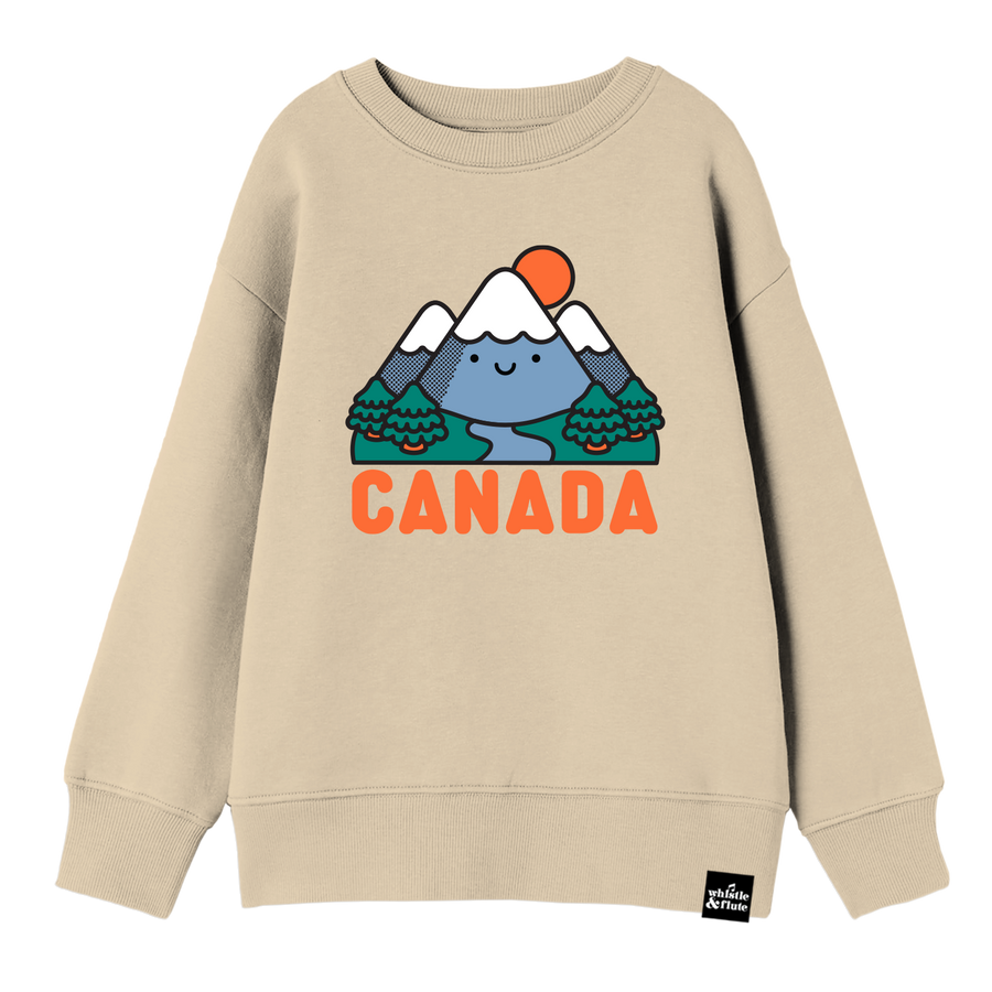 Adult Kawaii Mountain Canada Sweatshirt - Natural