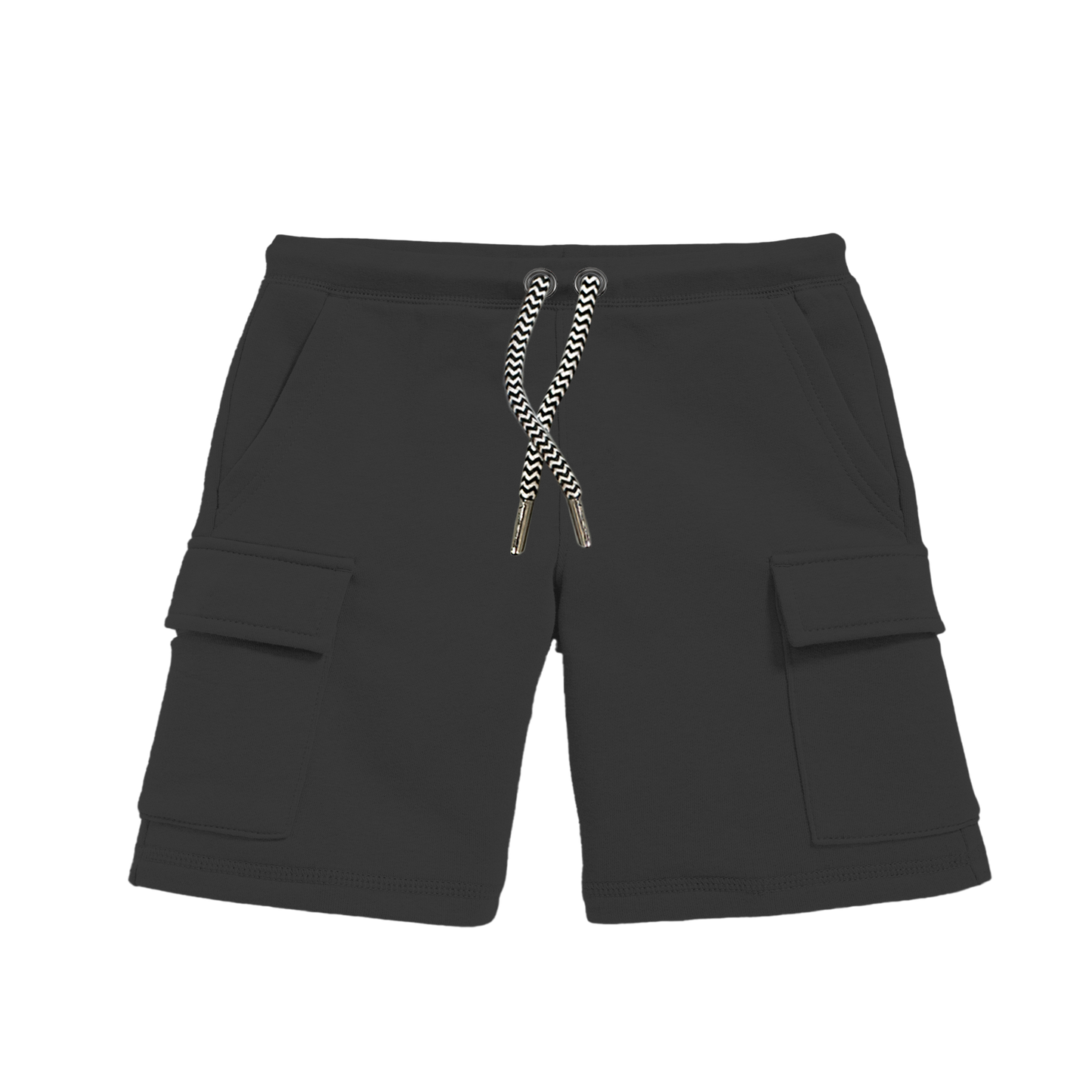 Organic Cotton Drawstring Cargo Shorts - Black