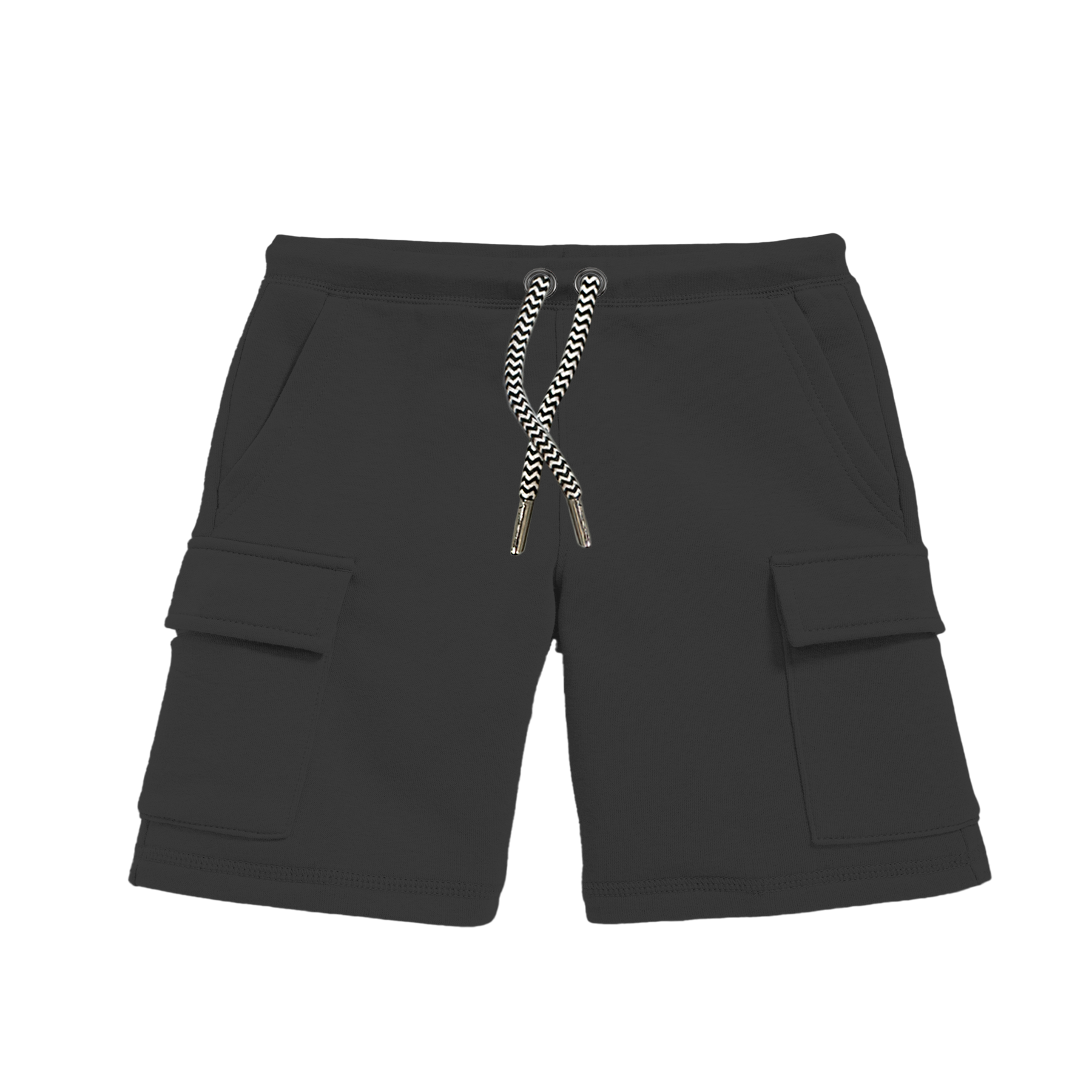 Organic Cotton Drawstring Cargo Shorts - Black