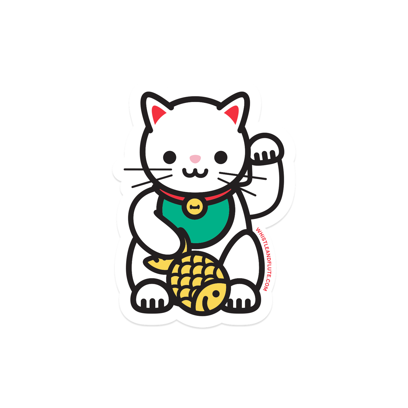 Kawaii Lucky Cat Sticker · Whistle Flute Clothing
