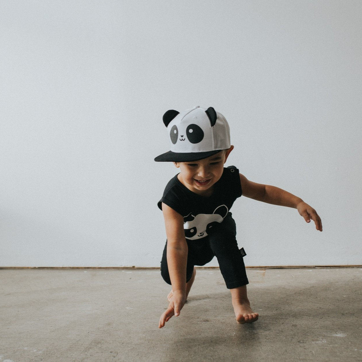 Kawaii Panda Flat Brim Cap With Ears